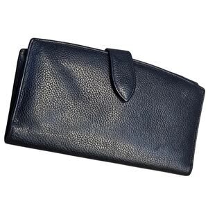 Vintage Coach Black Pebbled Leather Bi-Fold Envelope Wallet Minimalist Basic